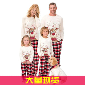 Christmas elk print parent-child long sleeve Pajamas