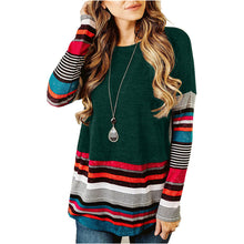 Load image into Gallery viewer, Long sleeve striped round neck T-shirt
