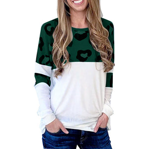 New women's long-sleeved printed sweater, women's T-shirt