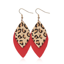 Load image into Gallery viewer, Trendy Leather Stud Earrings, Punk Style Leopard Print Water Drop Shaped Leather Earrings
