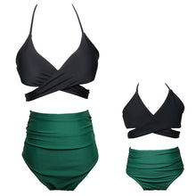 Load image into Gallery viewer, Printed high waist bikini ruffled mother and daughter swimsuit
