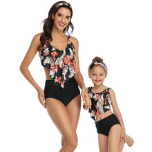 Load image into Gallery viewer, Printed high waist bikini ruffled parent-child Swimsuit
