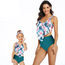 Load image into Gallery viewer, Printed high waist bikini ruffled parent-child Swimsuit
