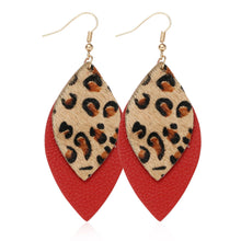 Load image into Gallery viewer, Trendy Leather Stud Earrings, Punk Style Leopard Print Water Drop Shaped Leather Earrings
