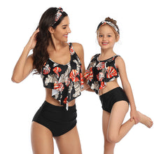 Load image into Gallery viewer, Printed high waist bikini ruffled parent-child Swimsuit
