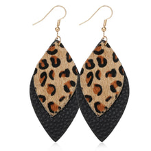 Load image into Gallery viewer, Trendy Leather Stud Earrings, Punk Style Leopard Print Water Drop Shaped Leather Earrings
