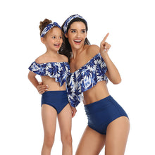 Load image into Gallery viewer, Printed high waist bikini ruffled parent-child Swimsuit
