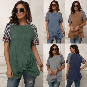 Striped stitching short sleeve T-shirt