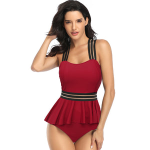 Women's swimwear, webbed split swimsuit