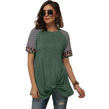 Load image into Gallery viewer, Striped stitching short sleeve T-shirt
