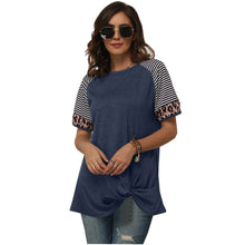 Load image into Gallery viewer, Striped stitching short sleeve T-shirt
