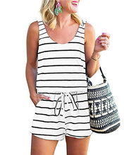 Load image into Gallery viewer, Fashion striped round neck vest lace casual women&#39;s jumpsuit
