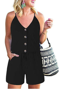 Fashion striped round neck vest lace casual women's jumpsuit