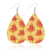 Load image into Gallery viewer, Sunflower chrysanthemum flower leather Earrings
