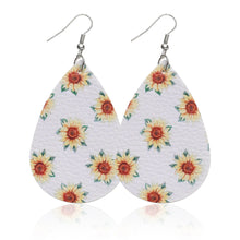 Load image into Gallery viewer, Sunflower chrysanthemum flower leather Earrings
