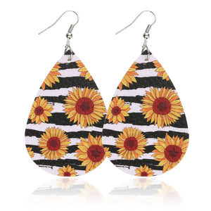 Sunflower chrysanthemum flower leather Earrings