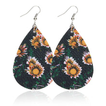 Load image into Gallery viewer, Sunflower chrysanthemum flower leather Earrings
