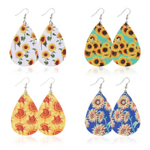 Load image into Gallery viewer, Sunflower chrysanthemum flower leather Earrings
