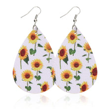 Load image into Gallery viewer, Sunflower chrysanthemum flower leather Earrings
