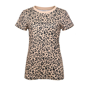 Leopard camouflage printed round neck slim short sleeve T-shirt