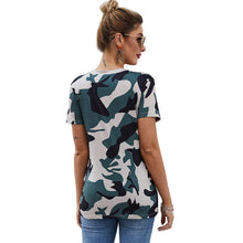 Load image into Gallery viewer, Leopard camouflage printed round neck slim short sleeve T-shirt
