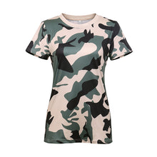 Load image into Gallery viewer, Leopard camouflage printed round neck slim short sleeve T-shirt
