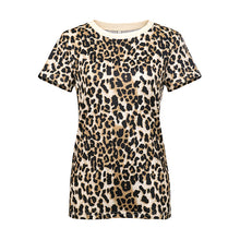 Load image into Gallery viewer, Leopard camouflage printed round neck slim short sleeve T-shirt
