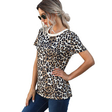 Load image into Gallery viewer, Leopard camouflage printed round neck slim short sleeve T-shirt
