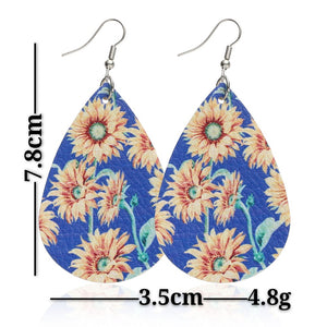 Sunflower chrysanthemum flower leather Earrings