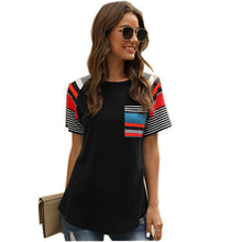 Load image into Gallery viewer, Striped printed stitching T-shirt
