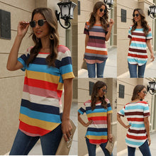 Load image into Gallery viewer, Striped printed short-sleeved T-shirt
