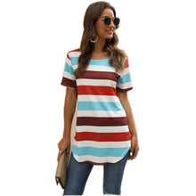 Load image into Gallery viewer, Striped printed short-sleeved T-shirt
