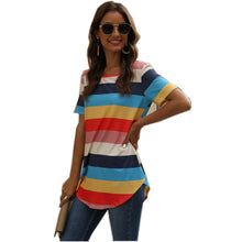 Load image into Gallery viewer, Striped printed short-sleeved T-shirt
