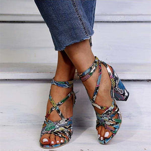 Snake-colored women's high-heeled Sandals