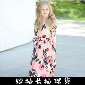 Round neck printed girl's long Skirt