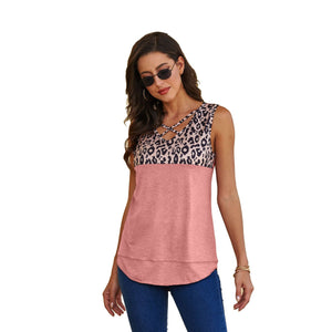 V-neck leopard print Vest, T-shirt