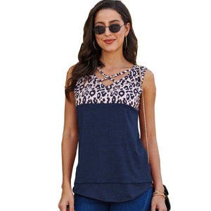 V-neck leopard print Vest, T-shirt