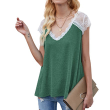 Load image into Gallery viewer, Short sleeve eyelash lace top, loose tank T-shirt
