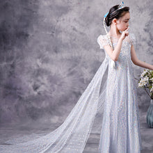 Load image into Gallery viewer, Frozen 2 Princess Elsa Dress, Dress girls sequined mesh skirt cloak detachable
