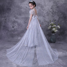 Load image into Gallery viewer, Frozen 2 Princess Elsa Dress, Dress girls sequined mesh skirt cloak detachable
