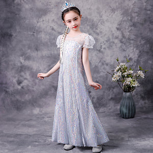 Frozen 2 Princess Elsa Dress, Dress girls sequined mesh skirt cloak detachable