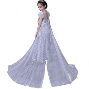 Frozen 2 Princess Elsa Dress, Dress girls sequined mesh skirt cloak detachable