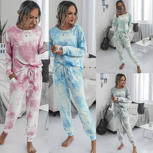 Fashion printing autumn and winter women's casual home wear, long-sleeved women's Suits