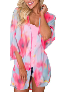 Chiffon digital printed cardigan, sun protection cardigan kimono