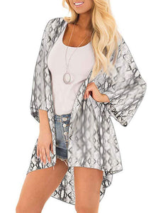 Chiffon digital printed cardigan, sun protection cardigan kimono