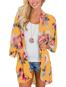 Chiffon digital printed cardigan, sun protection cardigan kimono