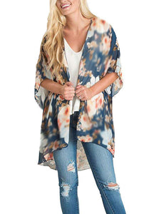 Chiffon digital printed cardigan, sun protection cardigan kimono