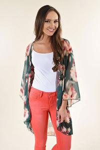 Chiffon digital printed cardigan, sun protection cardigan kimono