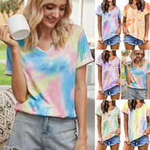 Load image into Gallery viewer, Gradient tie-dye short sleeve loose top T-shirt
