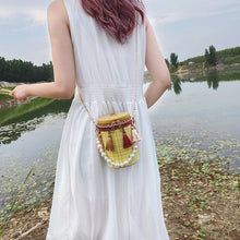 Load image into Gallery viewer, Fashion tassel shoulder messenger Bag, pearl Handbag bucket Bag
